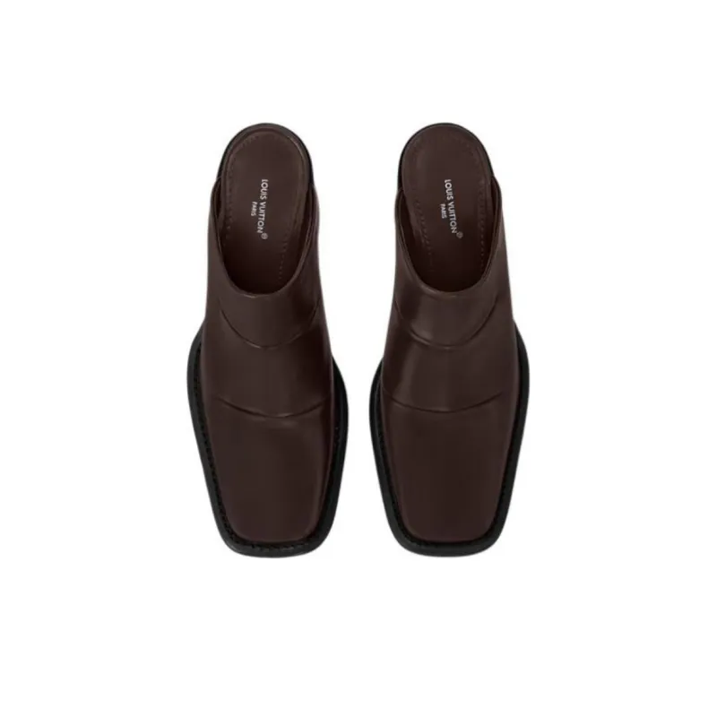 LOUIS VUITTON Berlin Rubber Sole Slip Resistant Wrap toe Slippers Women's Red Brown-3
