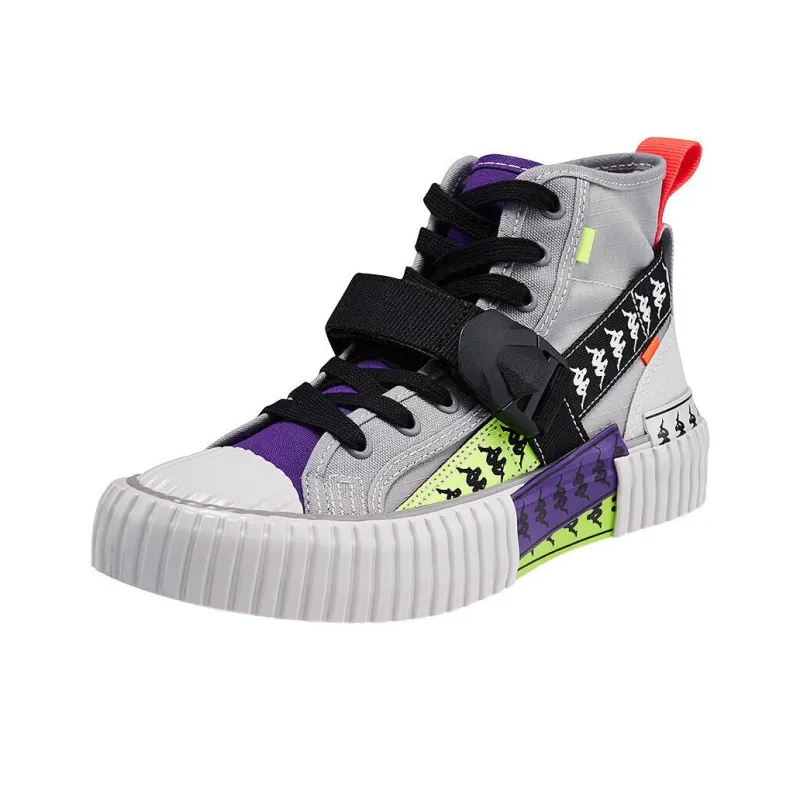 Kappa Anti-Slip Wear-Resistant High-Top Canvas Shoes Unisex Gray-2