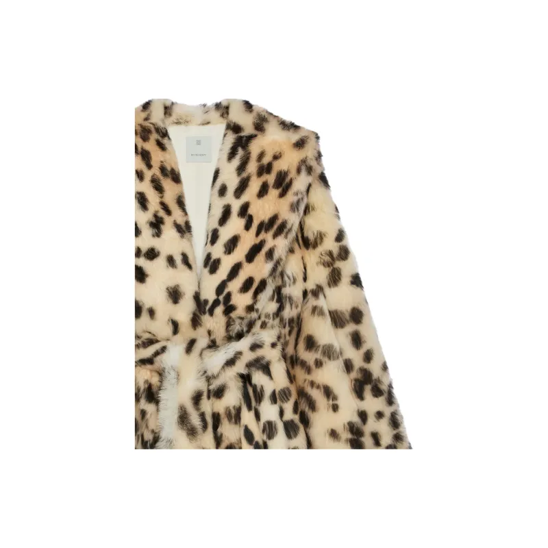 Givenchy Oversized Coat In Fur With Leopard Print-3