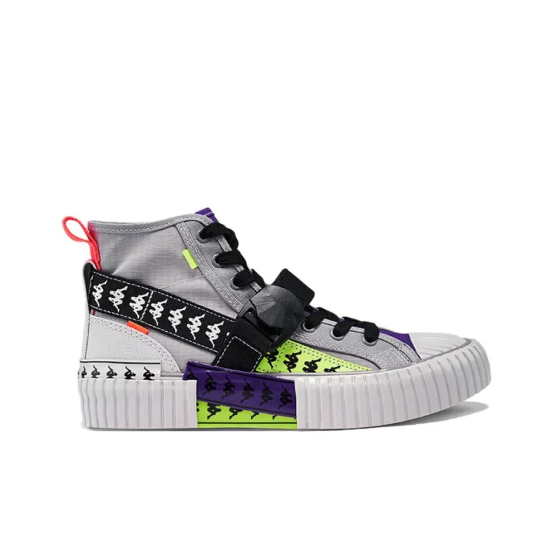 Kappa Anti-Slip Wear-Resistant High-Top Canvas Shoes Unisex Gray-1