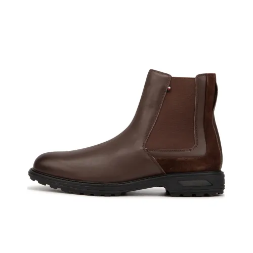 Tommy Hilfiger Short Chelsea Boots Men's Red Brown