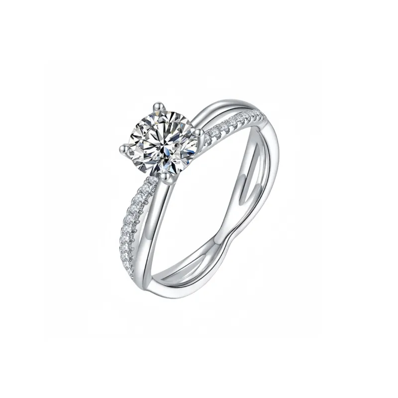 Stone On The Line S925 Silver Moissanite Rings Women's-3
