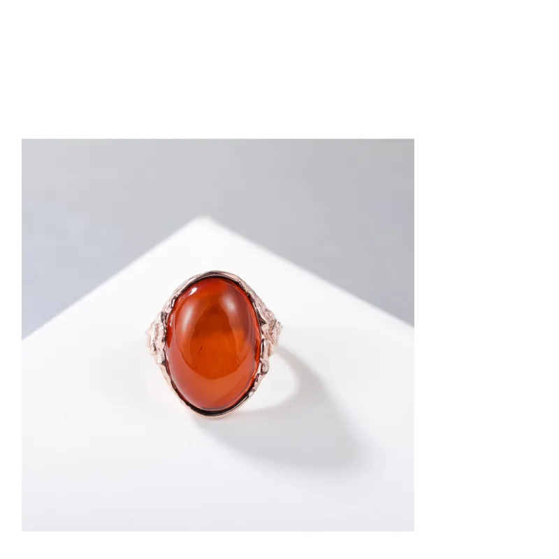 S&A S925 Silver Amber Beeswax Rings Women's-5
