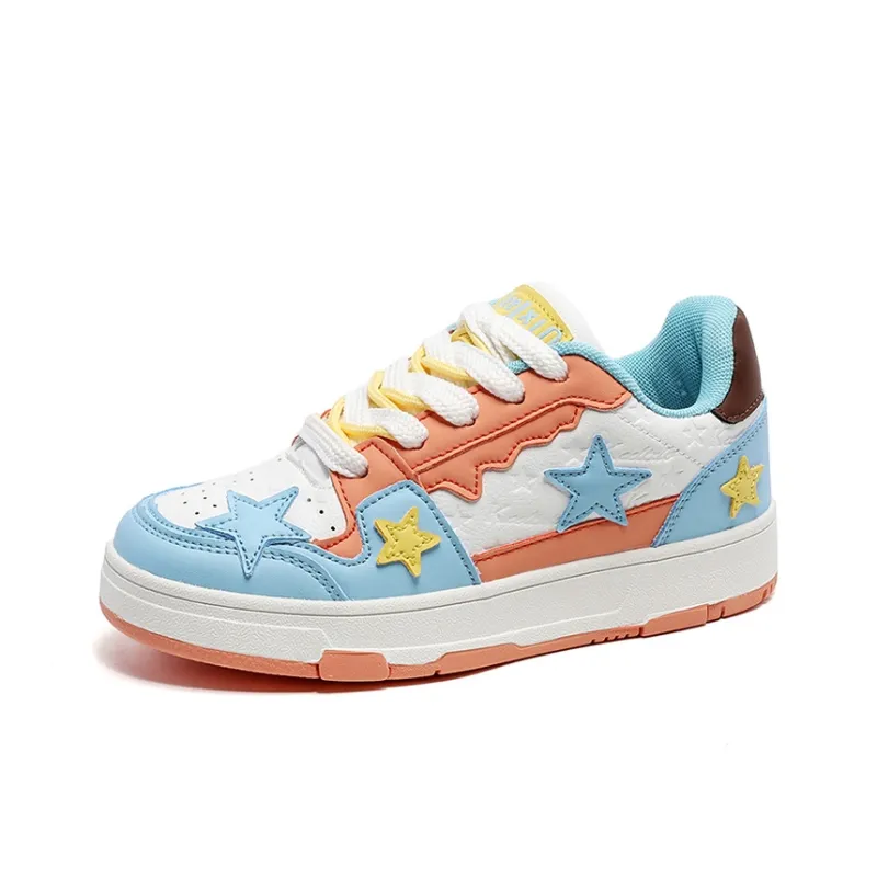 OUBT Anti Slip And Wear Resistant Breathable Low Top Skateboard Shoes Unisex Blue Orange-2