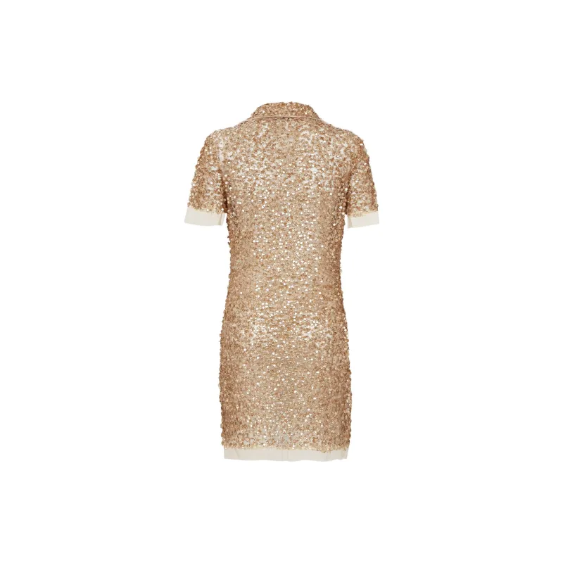 FENDI FW24 Short Sleeved Dresses Women's Gold-1