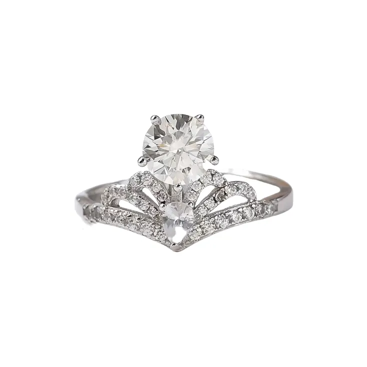 Stone On The Line S925 Sterling Silver Moissanite Rings Women's-0