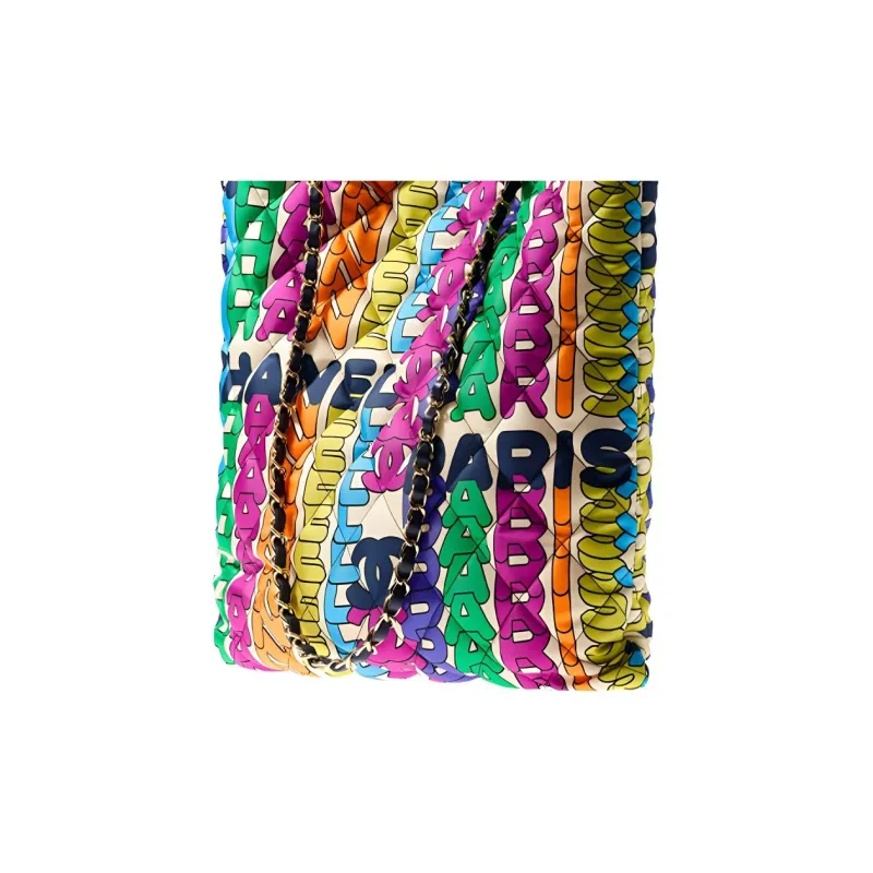 CHANEL Nylon Tote Bag, Shopping Bag, Crossbody Bag, Shoulder Bag Women's Rainbow-4