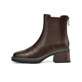 JOSINY Short Chelsea Boots 5.5cm Women's Red Brown