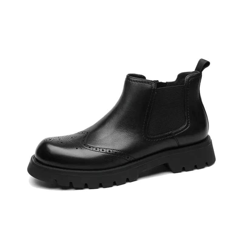 CROWN Chelsea Boots Men's Black One Yard Larger-1