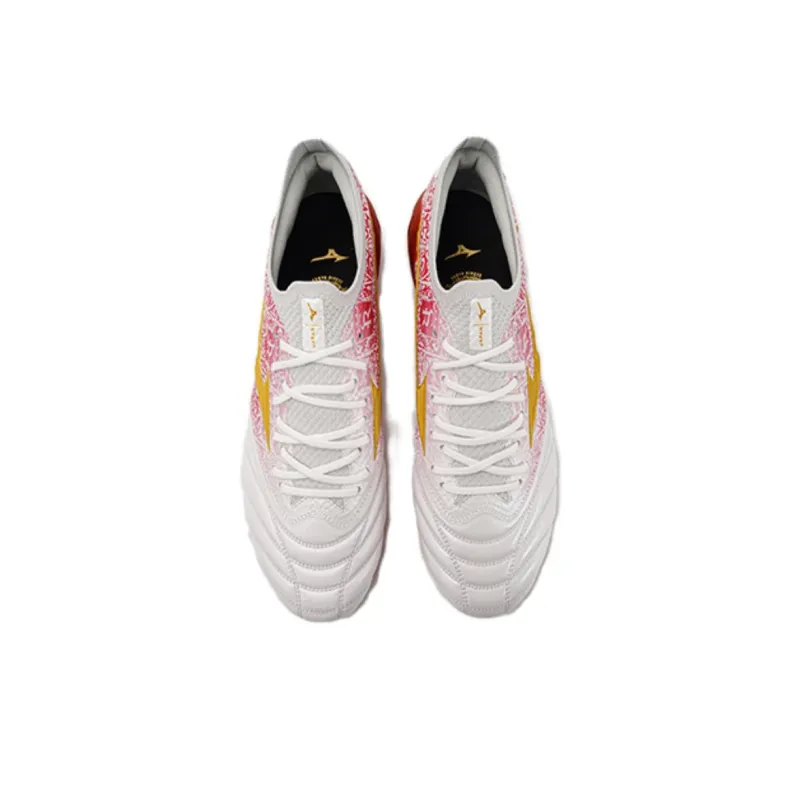 Mizuno Cushioning Anti Slip And Wear Resistant Soccer Shoes Unisex White Red-2