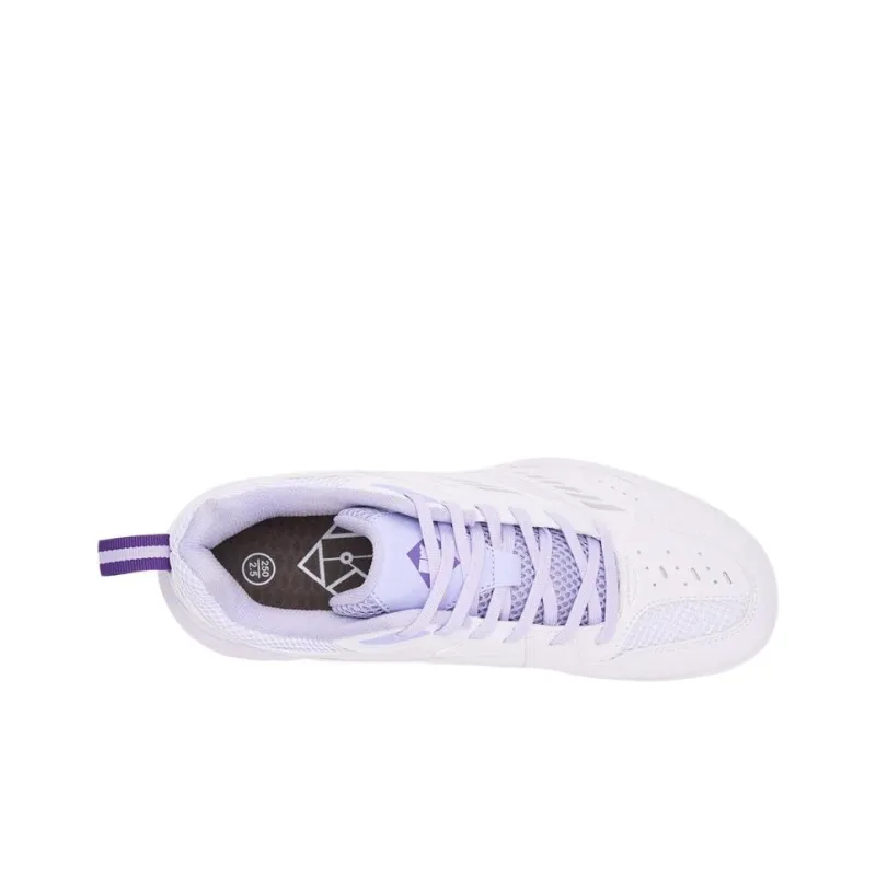 KUMPOO Cushioning Low Top Badminton Shoes Unisex White Purple-3