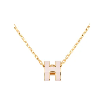 HERMES POP H Collection Gold Plated Necklaces Women's Pink Gold