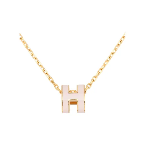 HERMES POP H Collection Gold Plated Necklaces Women's Pink Gold