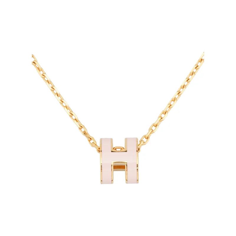 HERMES POP H Collection Gold Plated Necklaces Women's Pink Gold-0