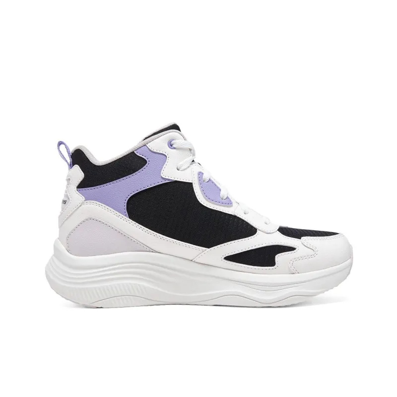 Skechers Cushioning, Wear Resistant High Top Casual Shoes Women's Black White Purple-1