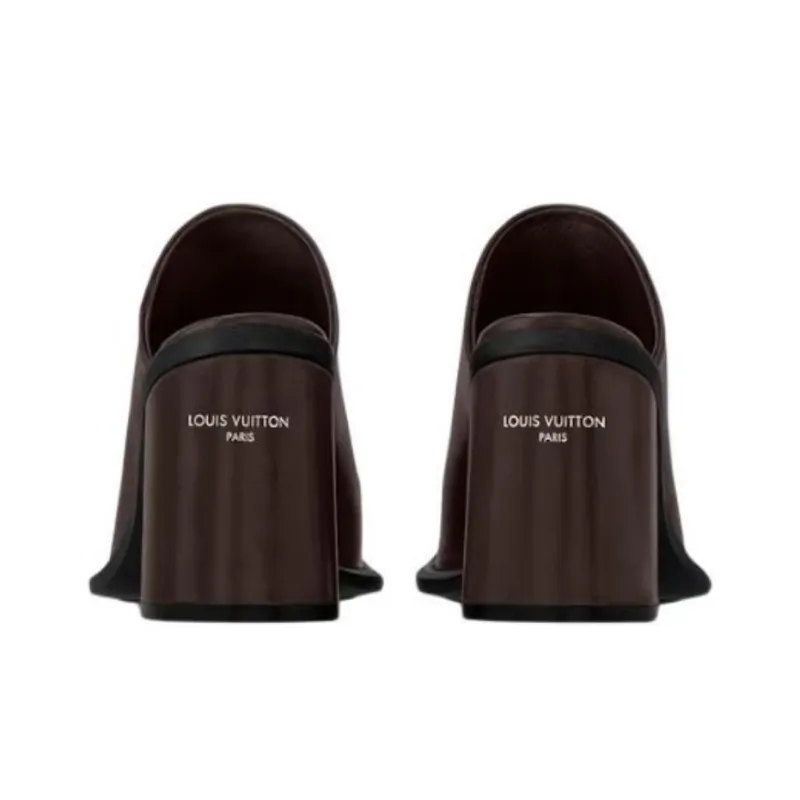 LOUIS VUITTON Berlin Rubber Sole Slip Resistant Wrap toe Slippers Women's Red Brown-4