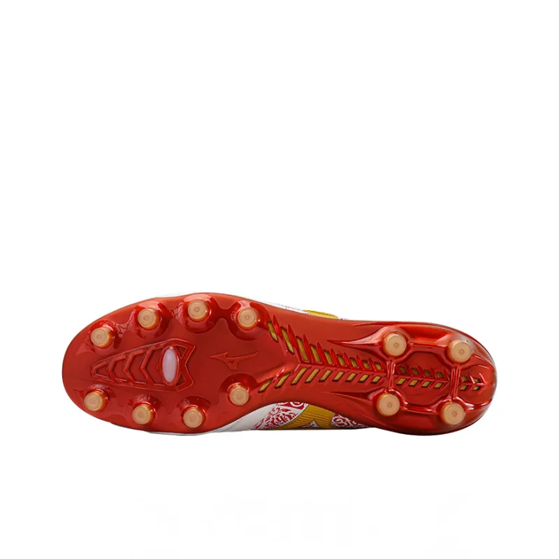 Mizuno Cushioning Anti Slip And Wear Resistant Soccer Shoes Unisex White Red-4