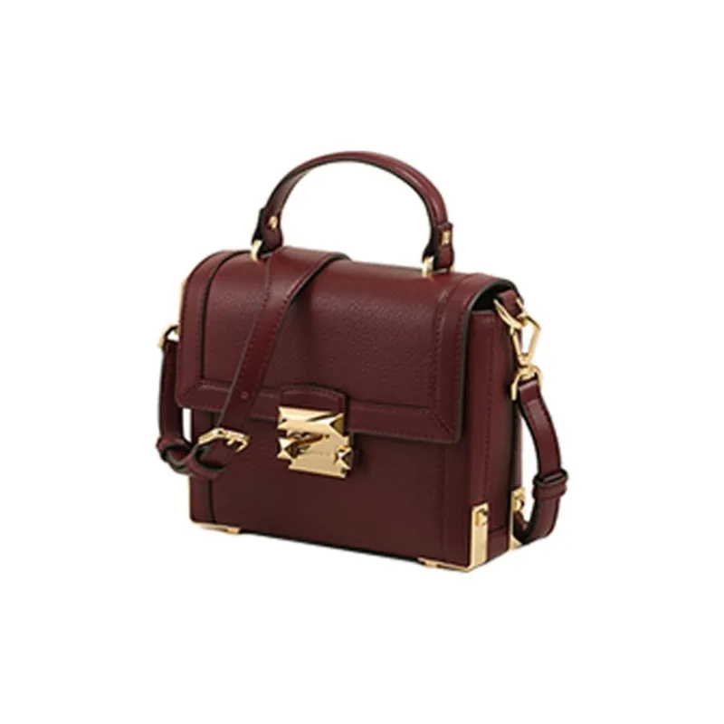 MICHAEL KORS Jayne Cow Leather Shoulder Bag, Crossbody Bag, Handbag Women's Burgundy-2