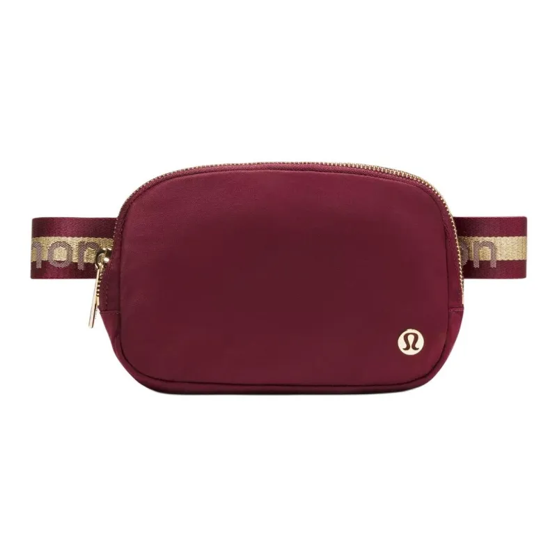 Lululemon Nylon Fanny Pack Unisex Deep Luxurious Red & Gold-0