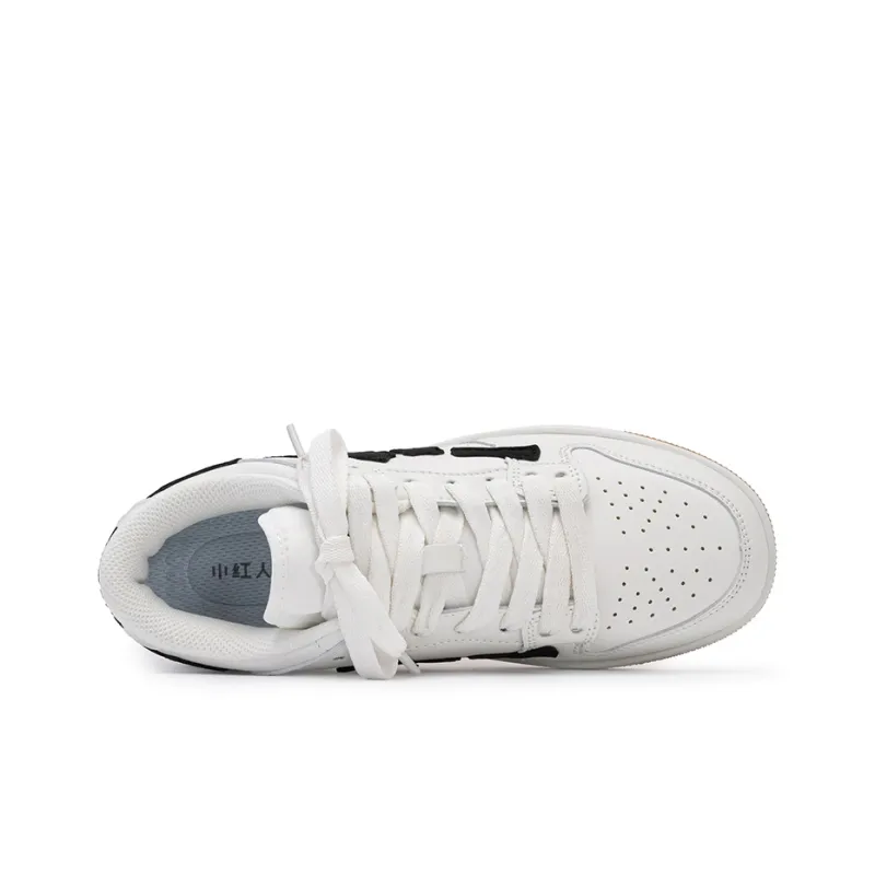 Little Red Man Anti-Slip Wear-Resistant Low-Top Skateboard Shoes Unisex White Natural Rubber-3