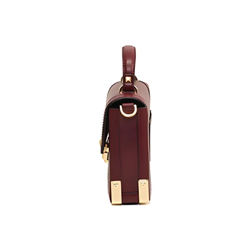 MICHAEL KORS Jayne Cow Leather Shoulder Bag, Crossbody Bag, Handbag Women's Burgundy-3