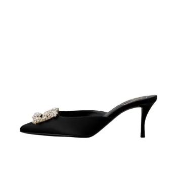 Roger Vivier Abrasion Resistant Wrap toe Slippers Women's Black