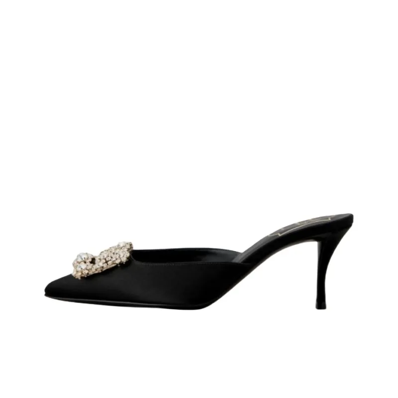 Roger Vivier Abrasion-Resistant Wrap-toe Slippers Women's Black-0