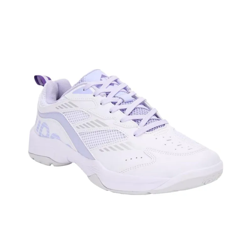 KUMPOO Cushioning Low Top Badminton Shoes Unisex White Purple-2