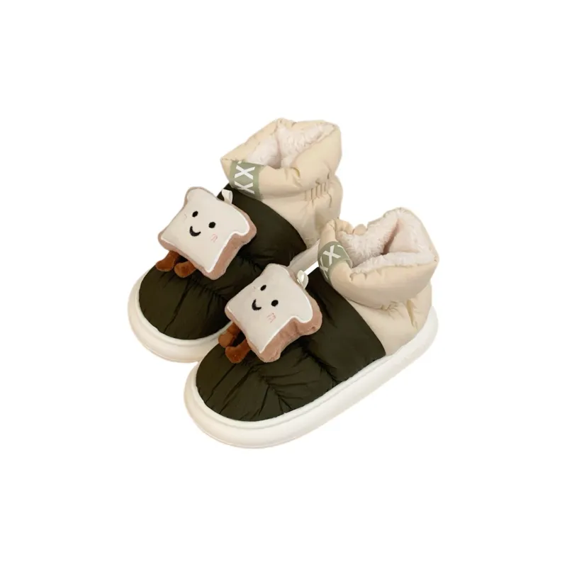 Thin Strips Cotton Slippers Unisex, Army Green-0