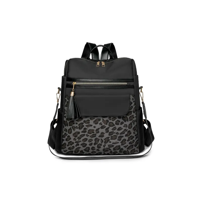 Yalu Nylon Backpack Regular Women's Ecru/Black/Coffee-4