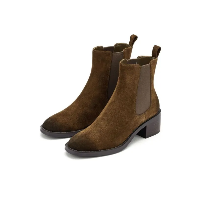 73Hours Strolling Through The Neighborhood Short Chelsea Boots Women's Brown-2
