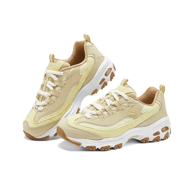 Skechers DLITES Cushioning Wear-Resistant Low-Top Chunky Sneakers Women's Yellow-3