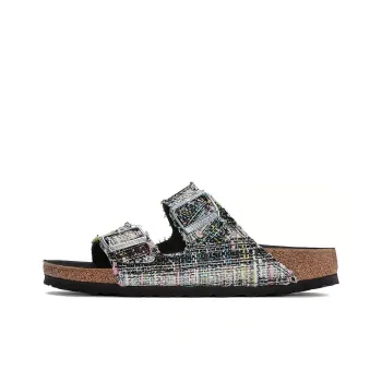 Birkenstock Arizona Rivet Logo Festive Weave Green Narrow Fit Sandals 'Textile Microfibre Vegan'