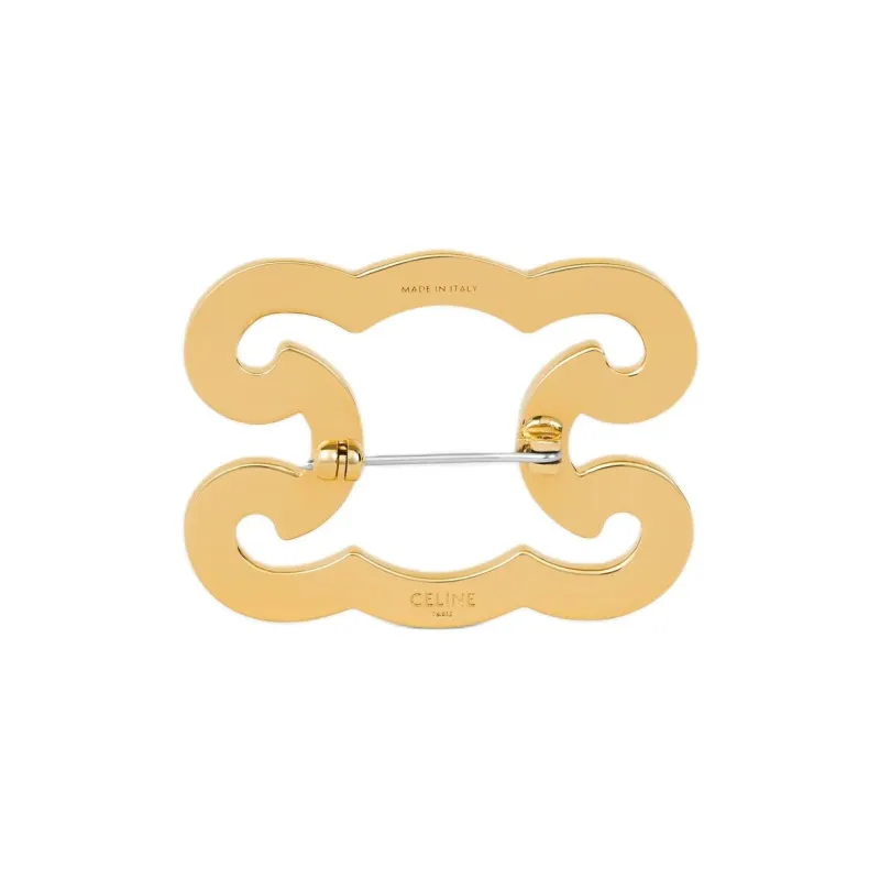 CELINE Triomphe Frame Sparkle Brooch In Strass Brass With Gold Finish And Steel-2