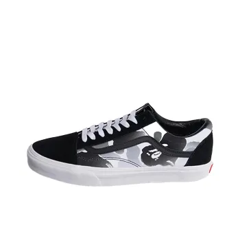 Bape x Vans Old Skool Cushioned Wear Resistant Lightweight Low Top Skateboard Shoes Unisex Black White