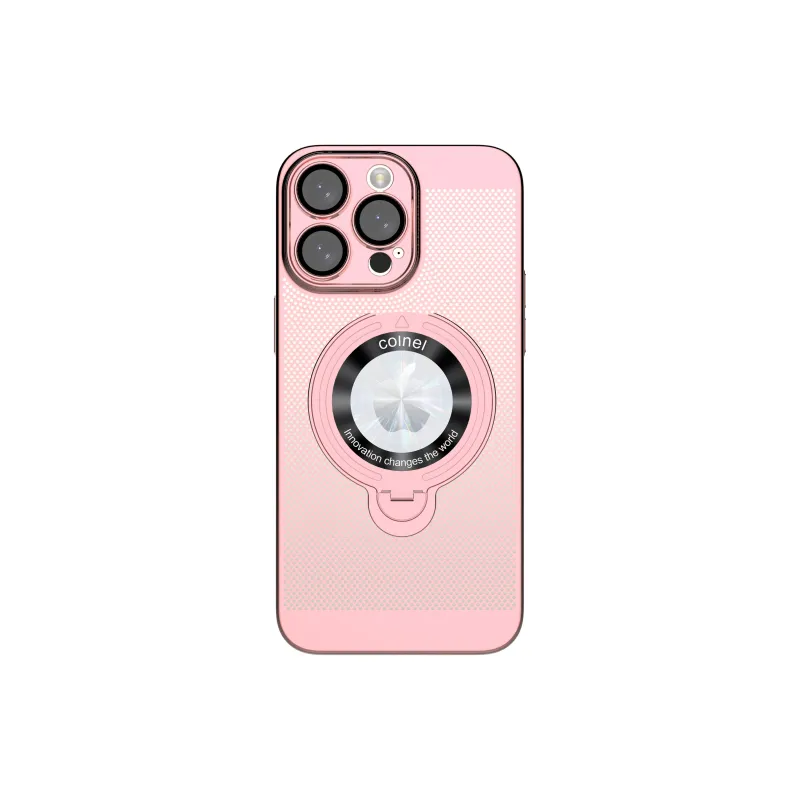 ZHUOJI PC Material Mesh Hole 360U Shield Stand Phone Case Compatible With Apple 16/15/14/13 Series-0