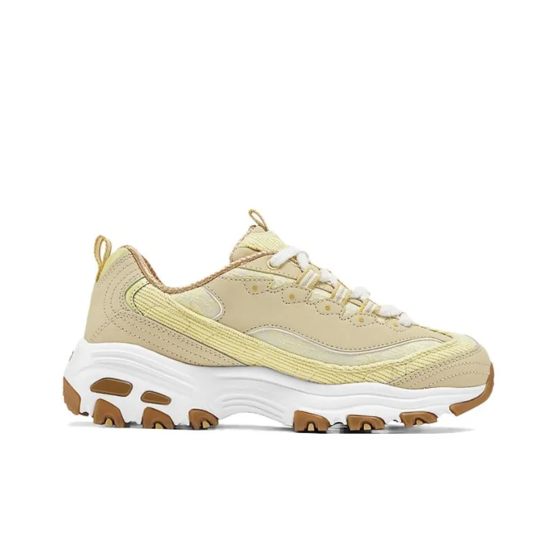 Skechers DLITES Cushioning Wear-Resistant Low-Top Chunky Sneakers Women's Yellow-1