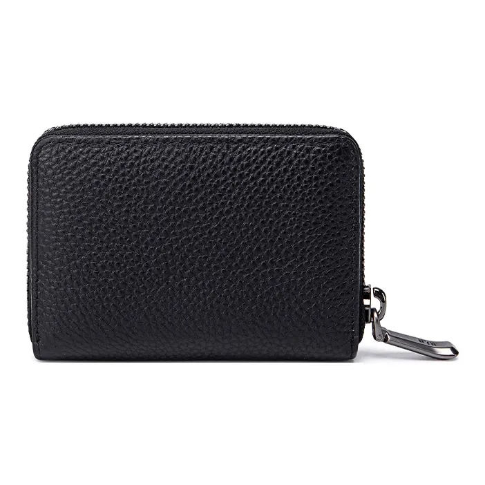 HLA Cow Leather Card Holder, Coin Purse Regular Unisex Classic Black/Brown-4