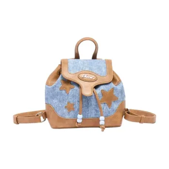 Three Blessings PU Backpack Medium Size Women's Brown & Denim Blue/Denim Blue & Brown/Brown & Velvet