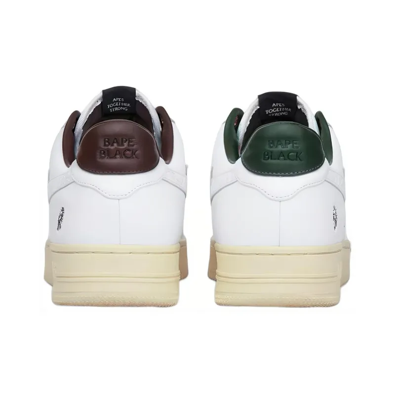 BAPE BLACK x A BATHING APE STA Low Top Stylish Skateboarding Shoes Women's White Brown Green-4