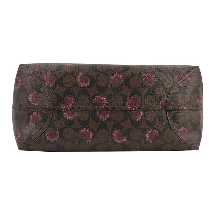 COACH City PVC Tote Bag Shopping Bag Combo Handbag Shoulder Bag Women's Dark Brown Dandelion Pattern-4