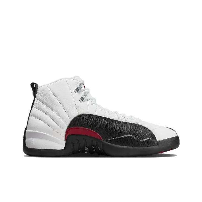 Jordan Air Jordan 12 Retro Slip-Resistant Mid-Top Vintage Basketball Shoes Men's White Black-1