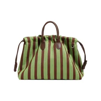 H YXIANG Canvas Canvas Bag Tote Bag Shopping Bag Handbag Women's Green/White