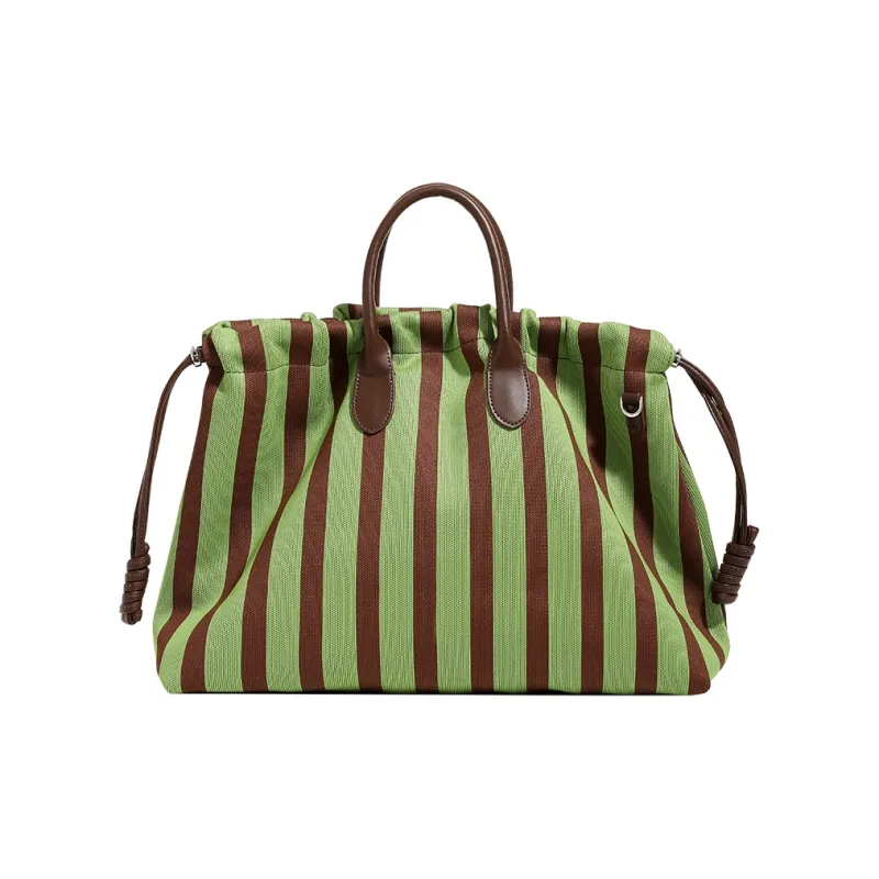 H YXIANG Canvas Canvas Bag Tote Bag Shopping Bag Handbag Women's Green/White-0