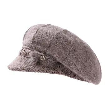 Yamaichi Maru Rabbit Hair Acrylic Polyester Nylon Beanies Women's