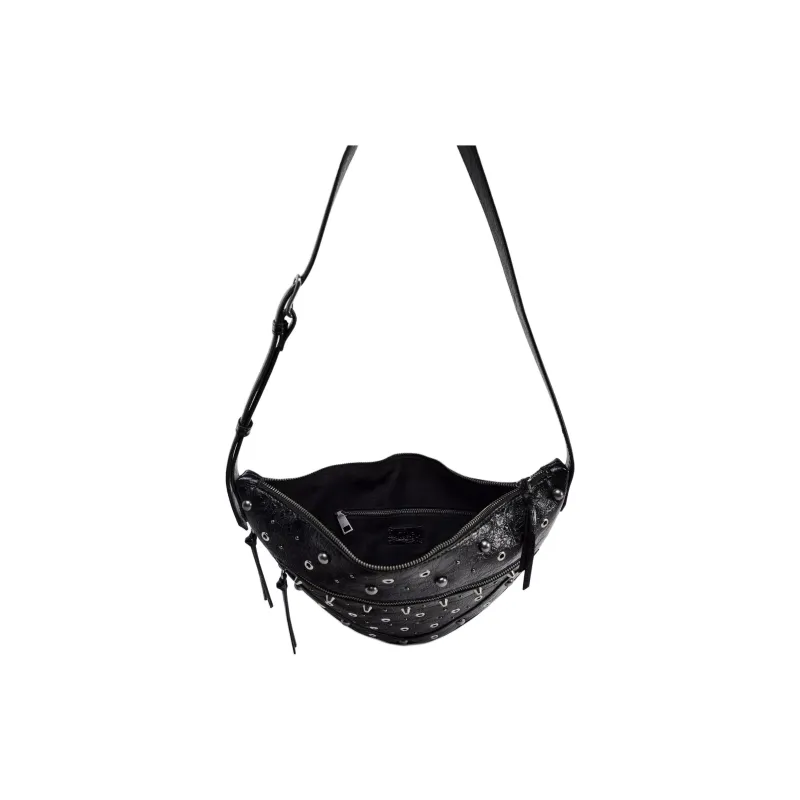 ZARA Polyurethane Crossbody Bag Shoulder Bag Small Size Women's Black-4
