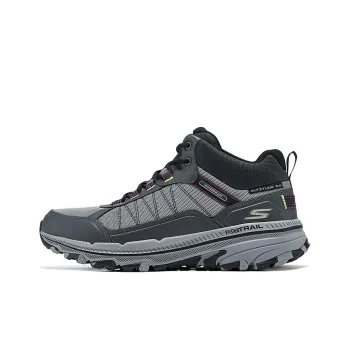 Skechers Go Run Trail Anti Slip Wear Resistant Mid Top Casual Shoes Men's Gray Black