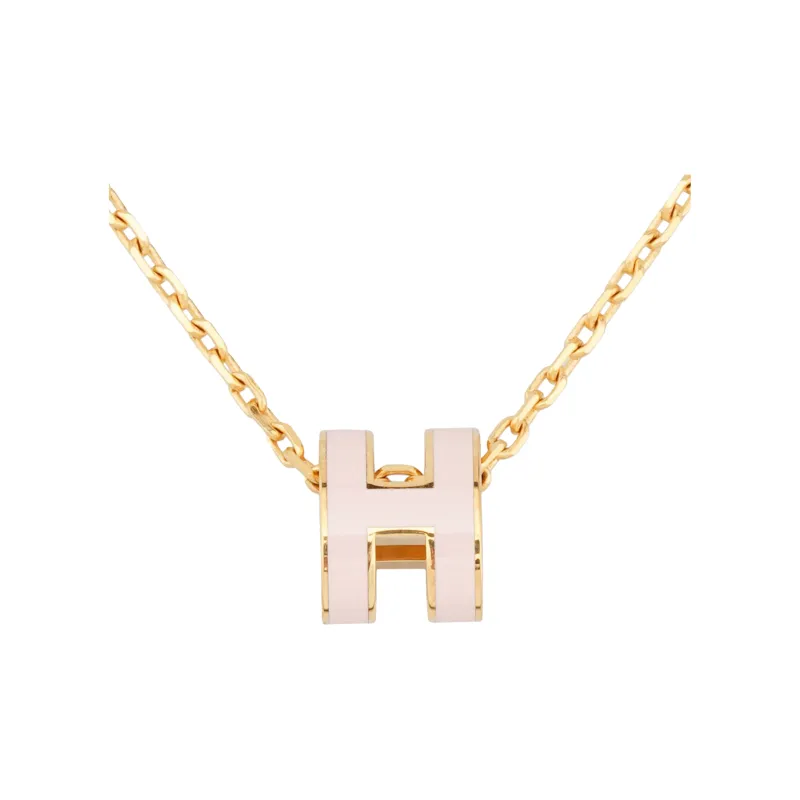 HERMES POP H Collection Gold Plated Necklaces Women's Pink Gold-1
