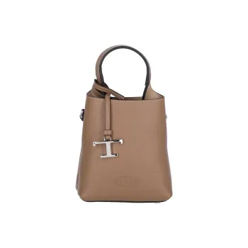 TOD'S Leather One Shoulder Handbags Micro Women's Gray Brown