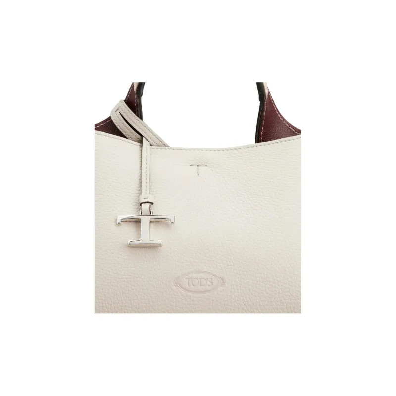 TOD'S Leather Shoulder Bag, Crossbody Bag, Handbag Extra Mini Women's Gray-3